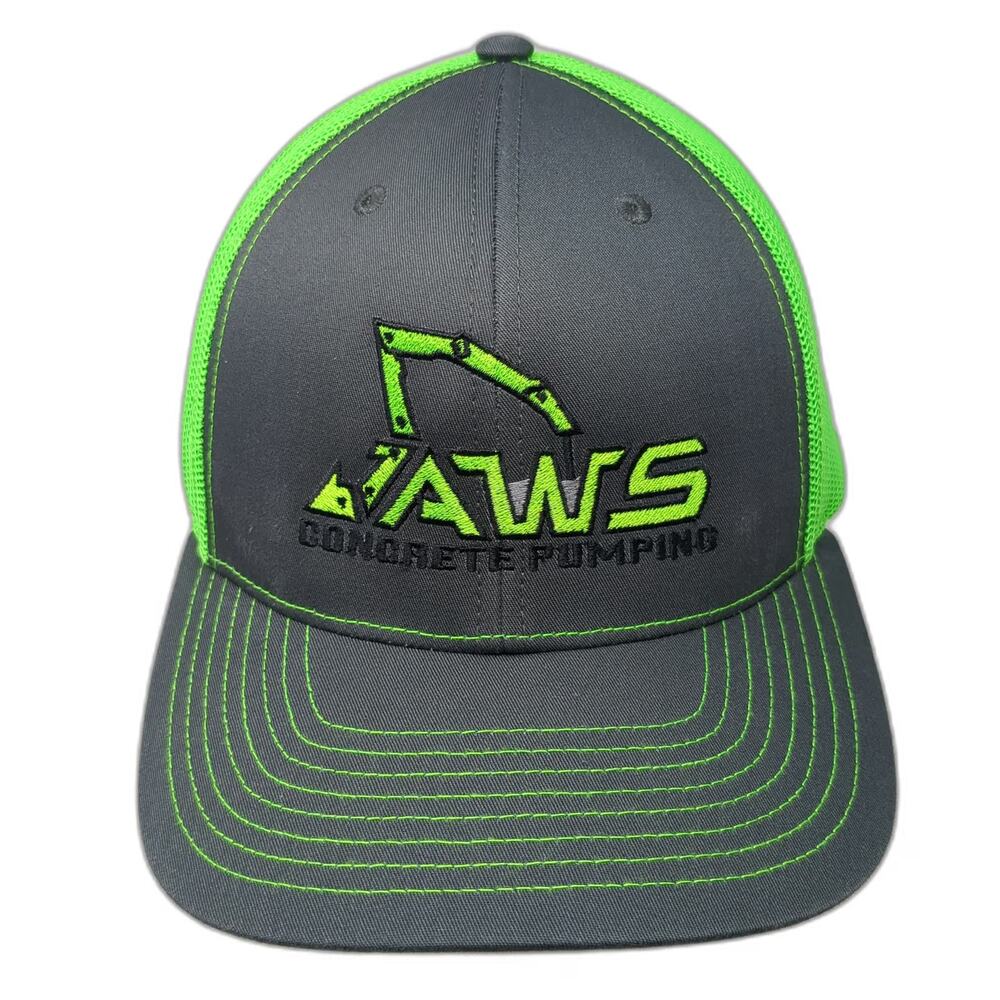 Richardson Trucker Hat Gray Green One Size Jaws Concrete Pumping Mesh Snapback